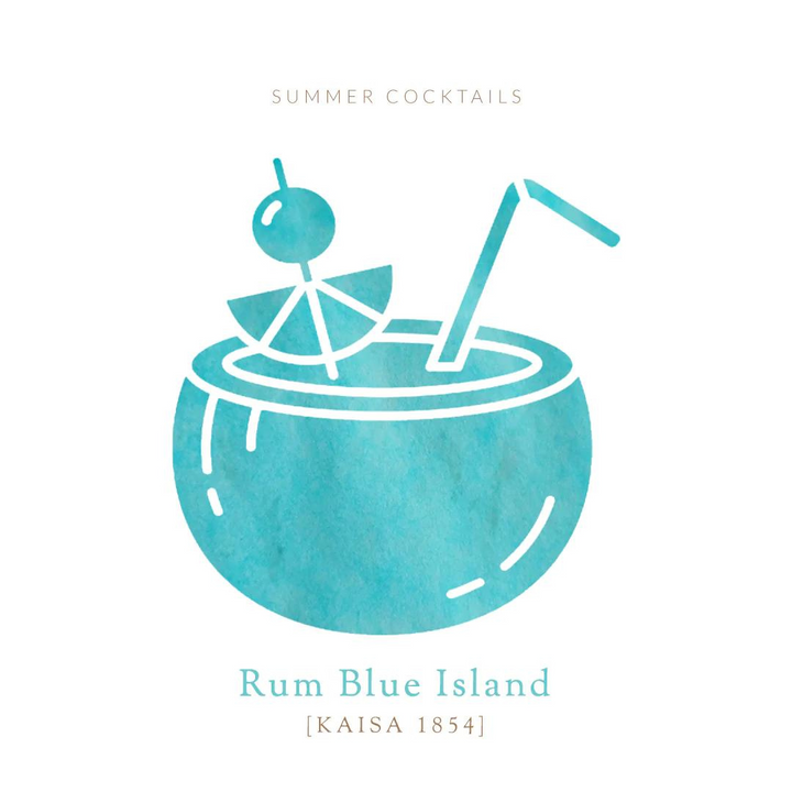 Vinta Inks Summer Cocktails 30ml Bottled Ink - Rum Blue Island [Kaisa 1854] — colour swatch on paper
