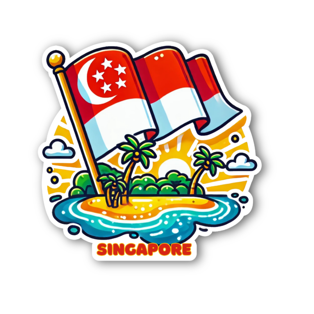 Sticker in flag, sunny island — WhereTo decorative sticker — for journaling, planners and scrapbooking, at Cityluxe Singapore