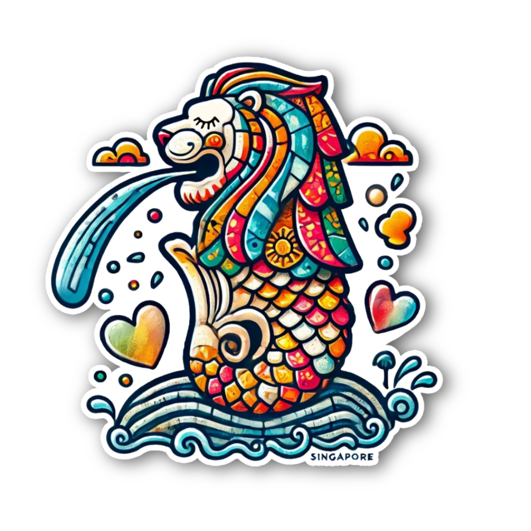 Sticker in Merlion, Mosaic — WhereTo decorative sticker — for journaling, planners and scrapbooking, at Cityluxe Singapore