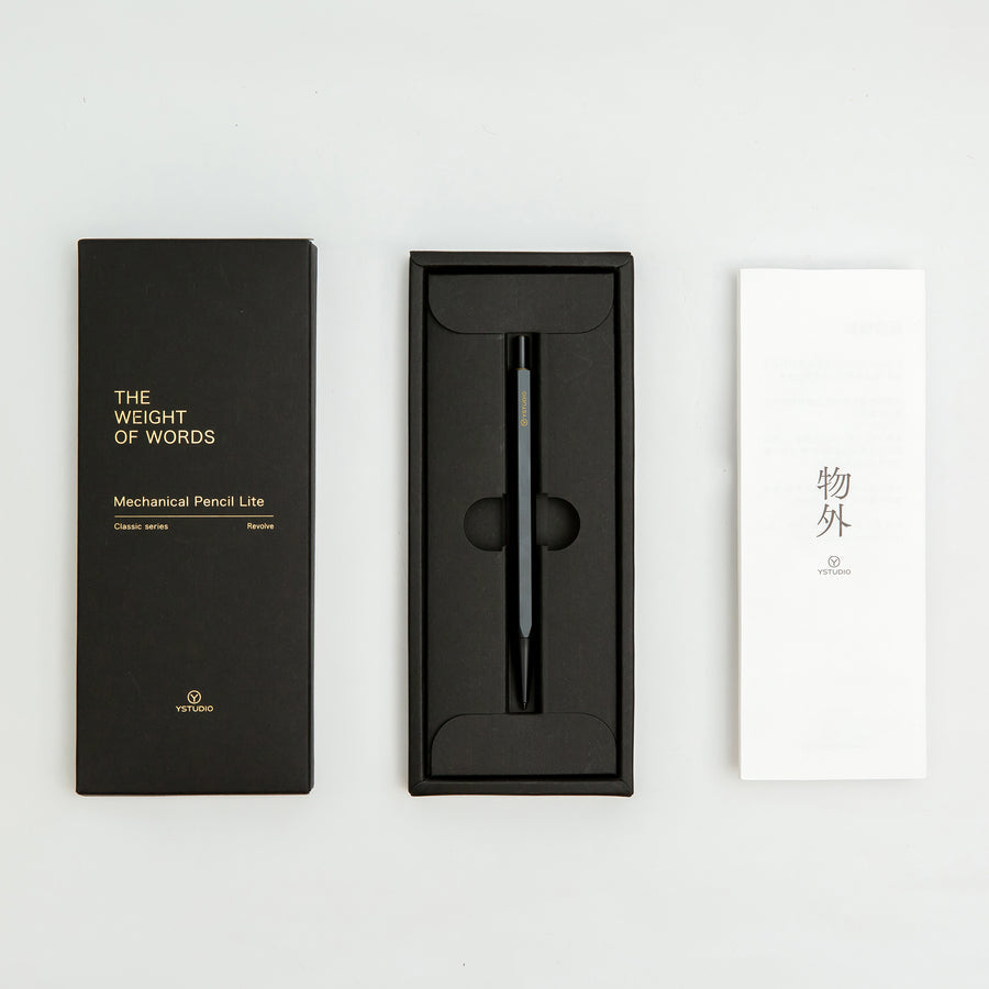 Ystudio Classic Revolve - Mechanical Pencil Lite - Black — writing at an angle