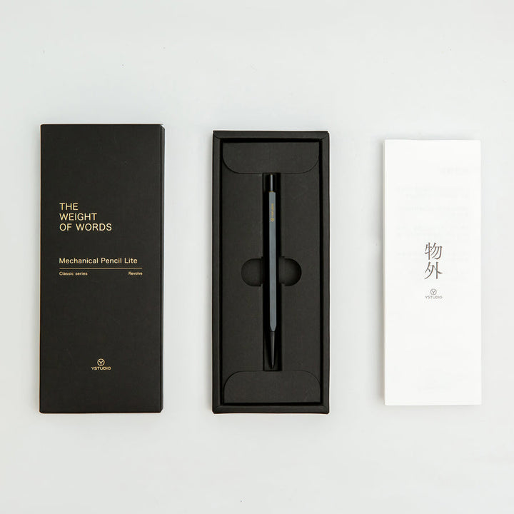 Ystudio Classic Revolve - Mechanical Pencil Lite - Black — writing at an angle