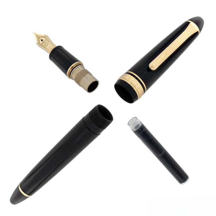 Sailor 1911S 14k Nib Fountain Pen - Black with Gold Accent [Pre-Order] — flat lay