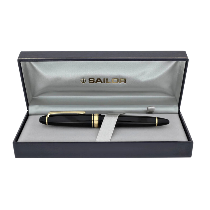 Sailor 1911S 14k Nib Fountain Pen - Black with Gold Accent [Pre-Order] — flat lay