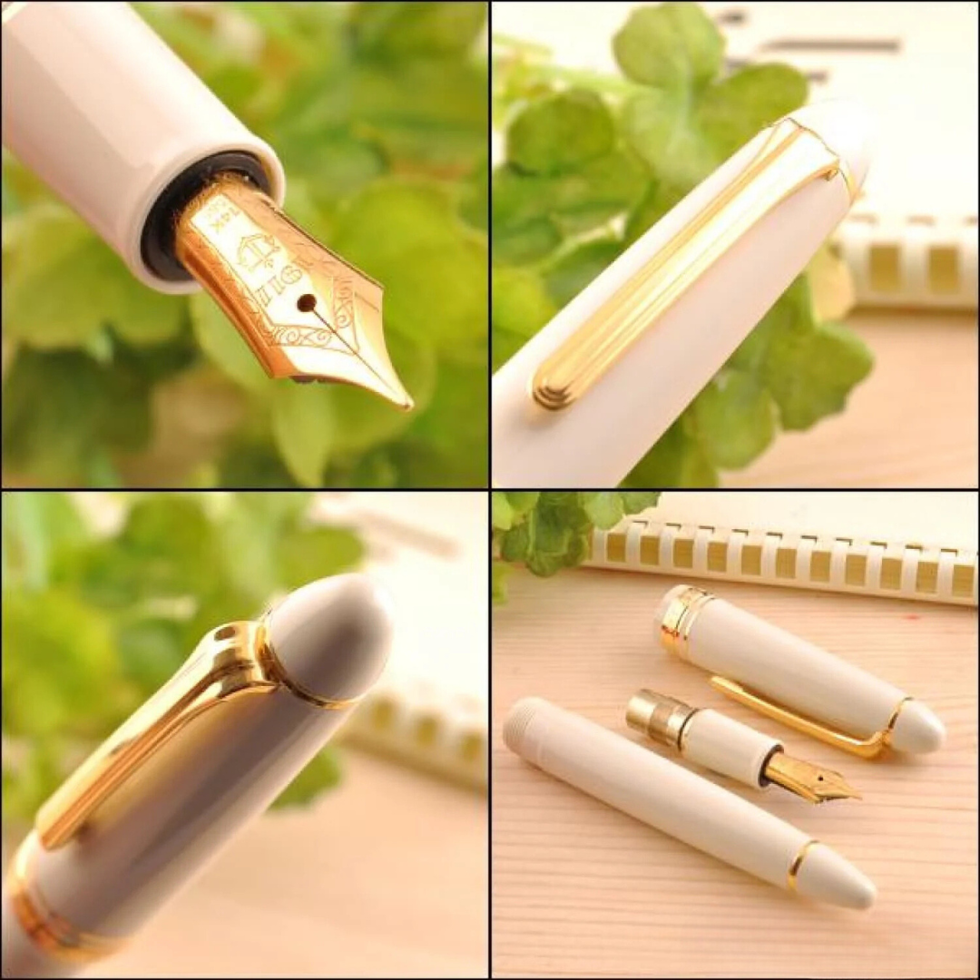 Sailor 1911S 14k Nib Fountain Pen - Ivory with Gold Accent [Pre-Order] — writing at an angle