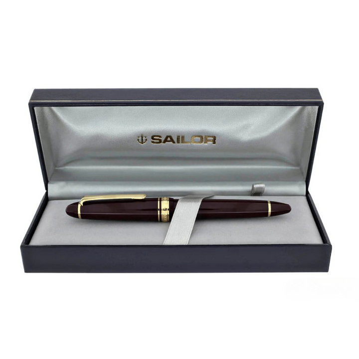 Sailor 1911S 14k Nib Fountain Pen - Maroon with Gold Accent [Pre-Order] — flat lay