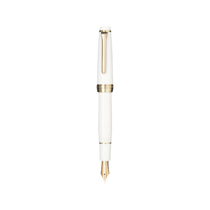 Sailor Professional Gear 21k Nib Fountain Pen - White with Pink Gold Accent [Pre-Order] — uncapped with cap posted