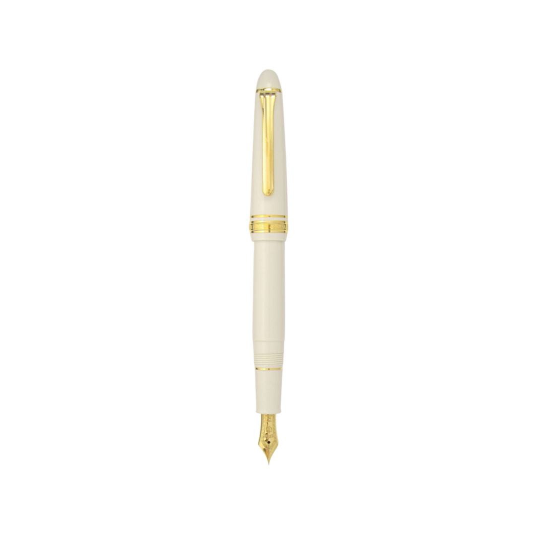 Sailor 1911S 14k Nib Fountain Pen - Ivory with Gold Accent [Pre-Order] — uncapped with cap posted