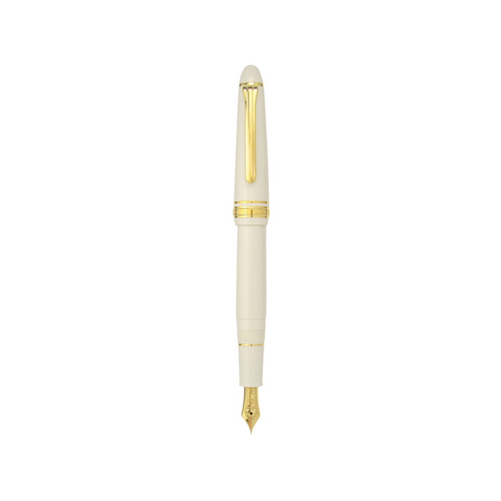 Sailor 1911S 14k Nib Fountain Pen - Ivory with Gold Accent [Pre-Order] — uncapped with cap posted