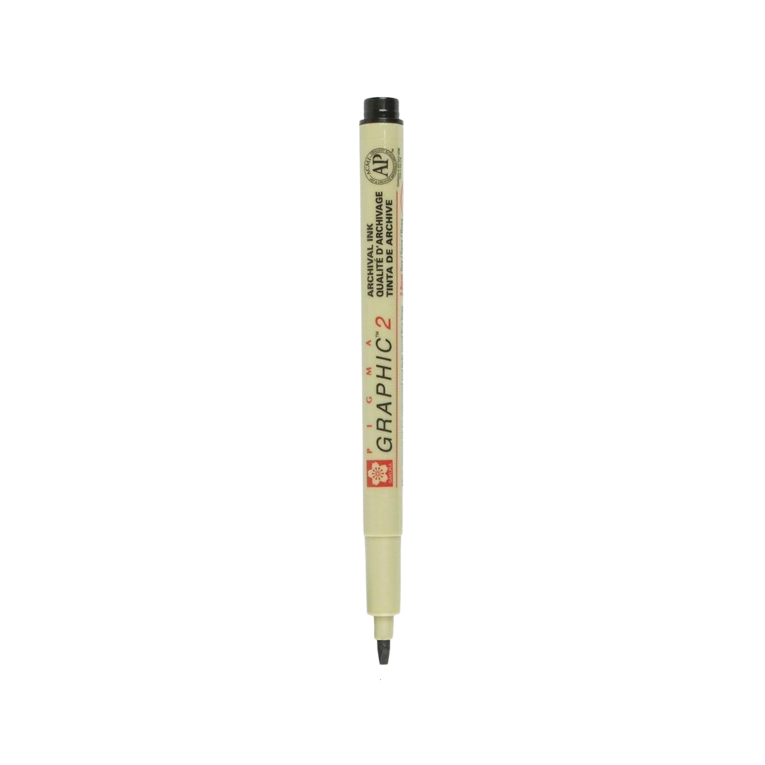 Sakura Pigma Graphic 2 Pen 2mm - Black — side view