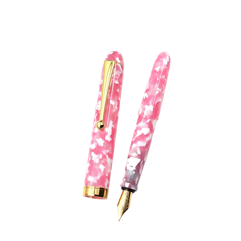 Onishi Hand Made POCKET Fountain Pen with CLIP - Sakura Pink — uncapped with cap posted