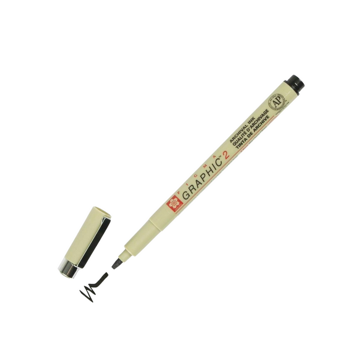 Sakura Pigma Graphic 2 Pen 2mm - Black — with packaging
