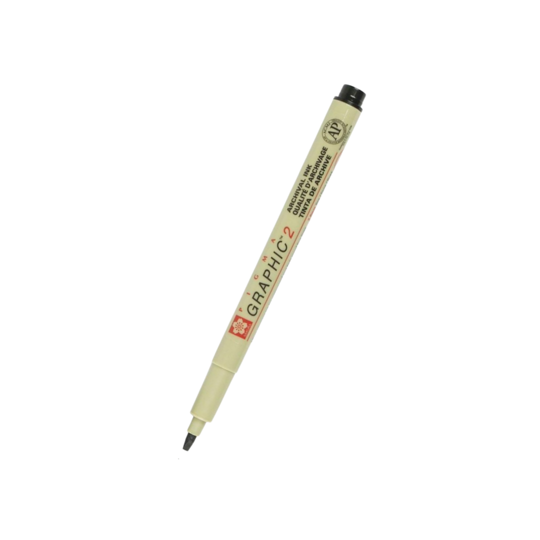 Sakura Pigma Graphic 2 Pen 2mm - Black — front view