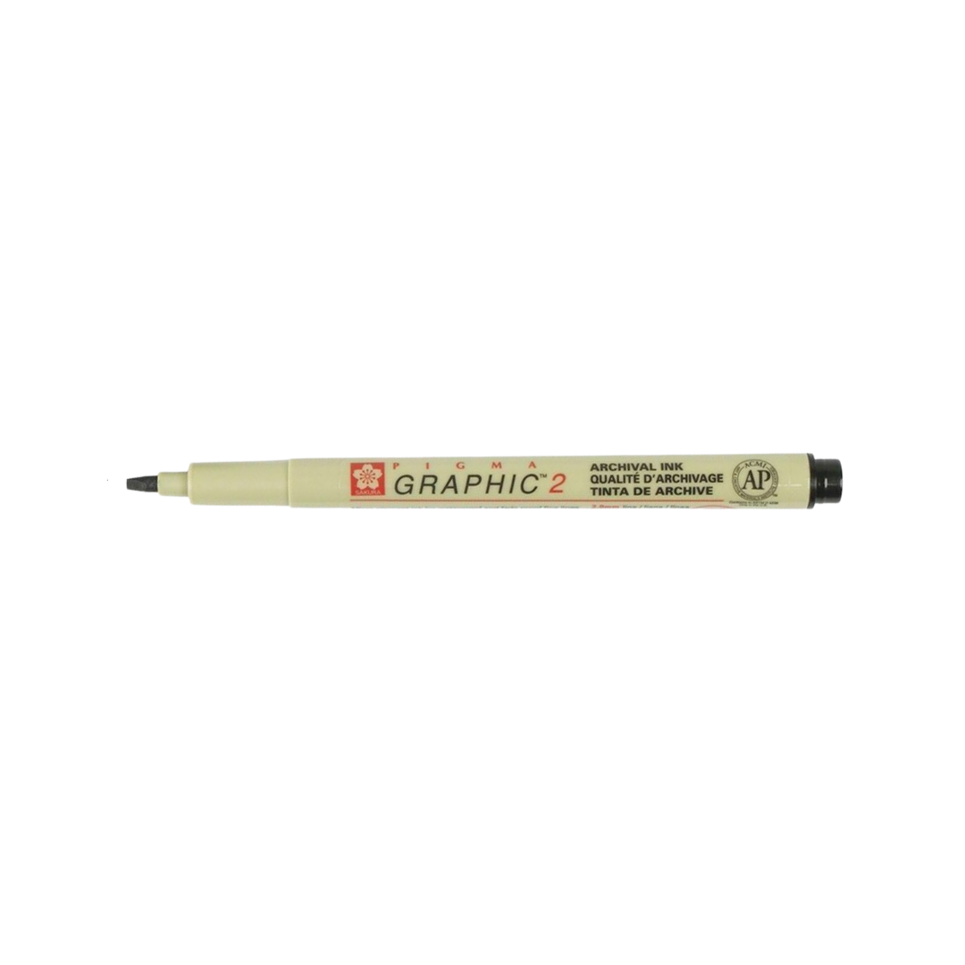 Sakura Pigma Graphic 2 Pen 2mm - Black — detail view