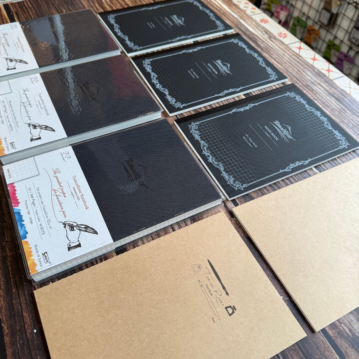 Sanzen Tomoe River FP A5 Hardcover Notebook - Grid (368 pages) — spine view