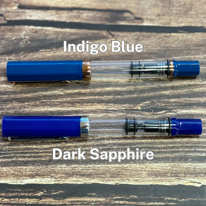 TWSBI ECO Fountain Pen - Indigo Blue with Bronze Trim — flat lay