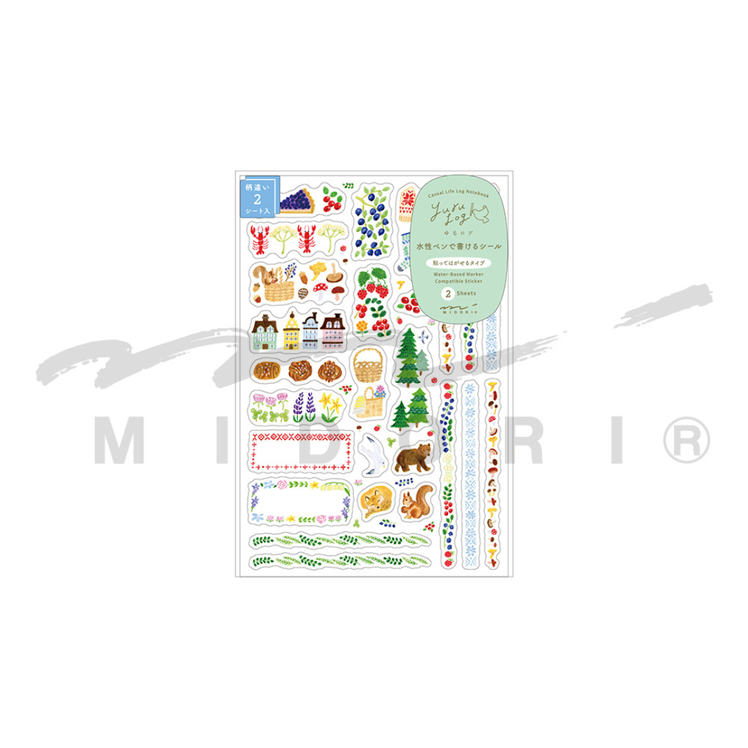 Midori Yuru Log Sticker (2 Sheets) - Scandinavia — detail view