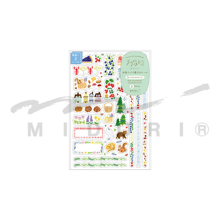 Midori Yuru Log Sticker (2 Sheets) - Scandinavia — detail view