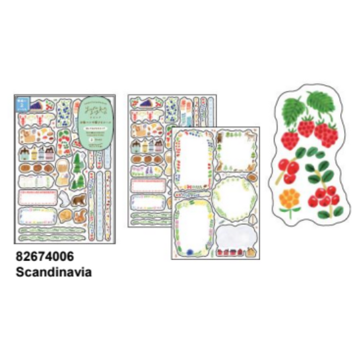 Midori Yuru Log Sticker (2 Sheets) - Scandinavia — flat lay