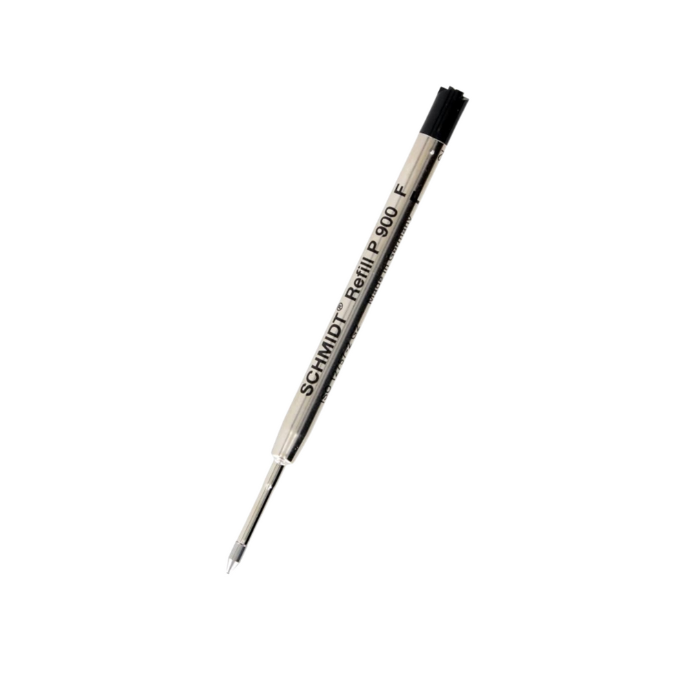 Schmidt P900 Ballpoint Pen Black Refill -  Black | Fine — uncapped with cap posted