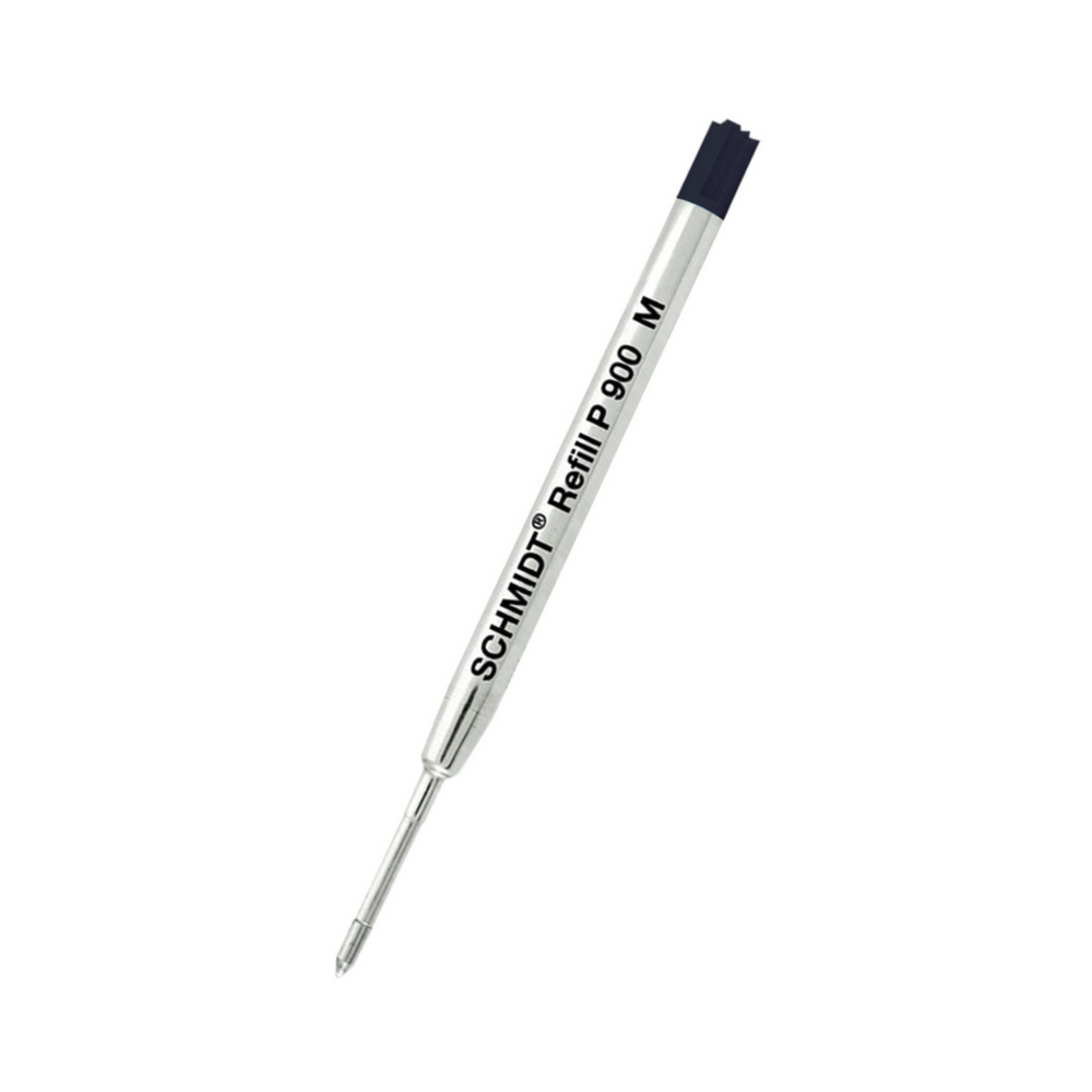 Schmidt P900 Ballpoint Pen Refill - Black | Medium — uncapped with cap posted