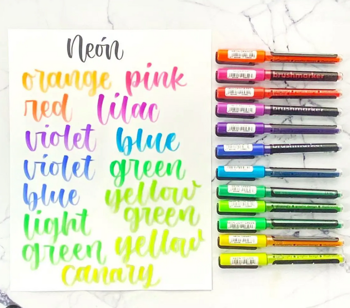 Karin Markers BrushmakerPro Neon Colour 27C12 Set of 12 — Karin brush pen — premium stationery and lifestyle, at Cityluxe Singapore