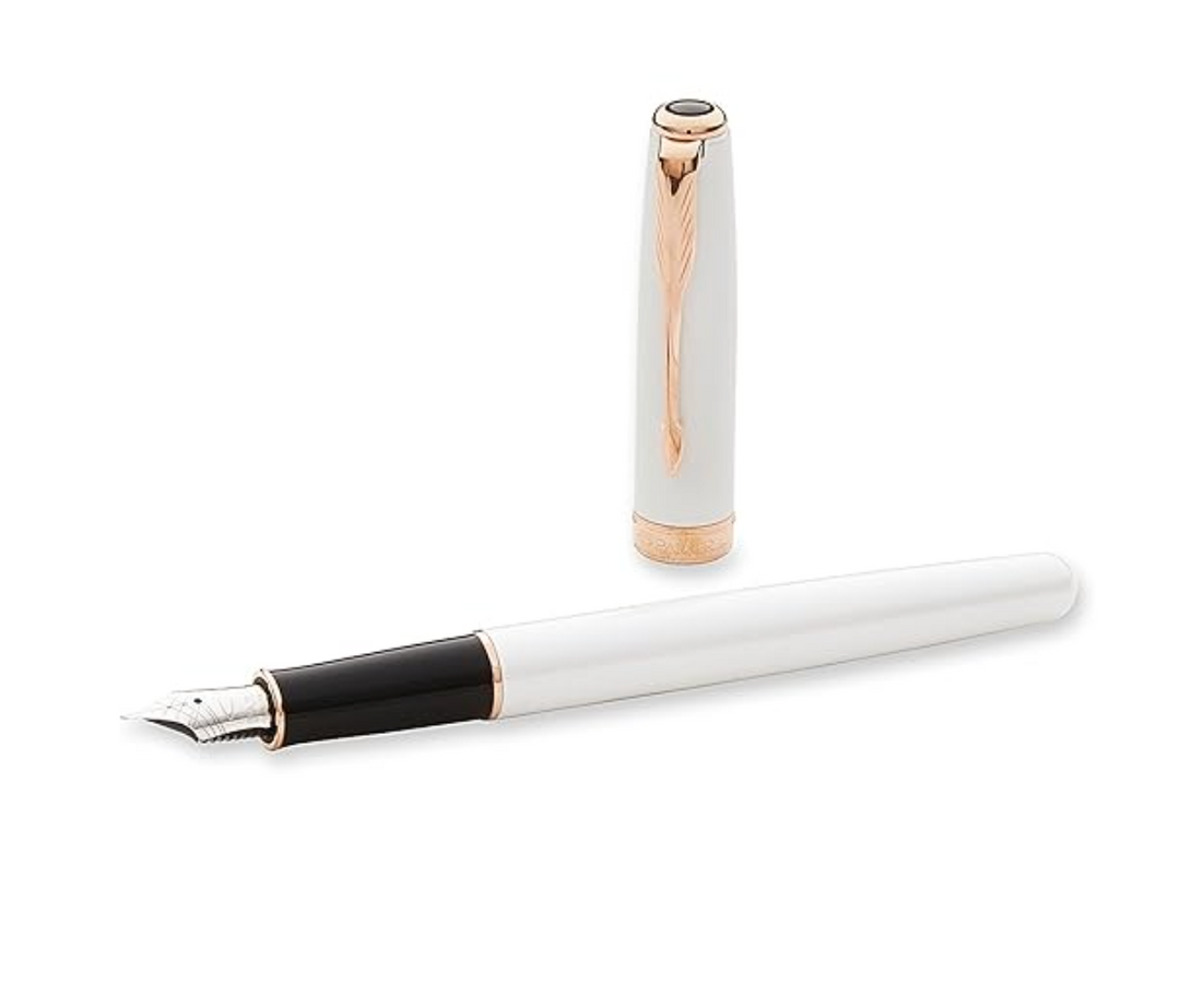 Parker Sonnet Pearl Lacquer 18k Gold Nib Fountain Pen - Medium Nib — capped