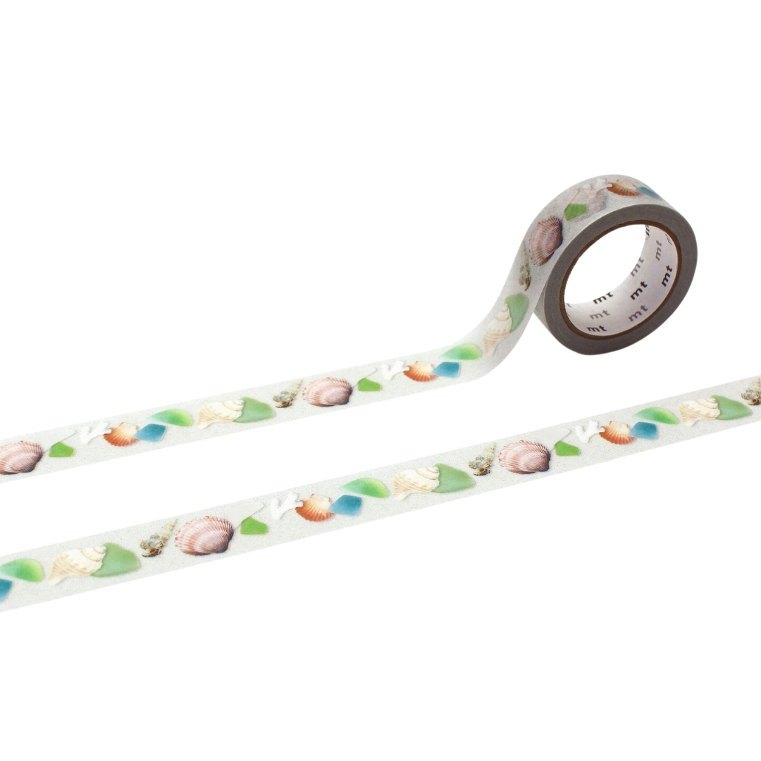 MT EX Washi Tape - Sea Glass and Shells — roll front