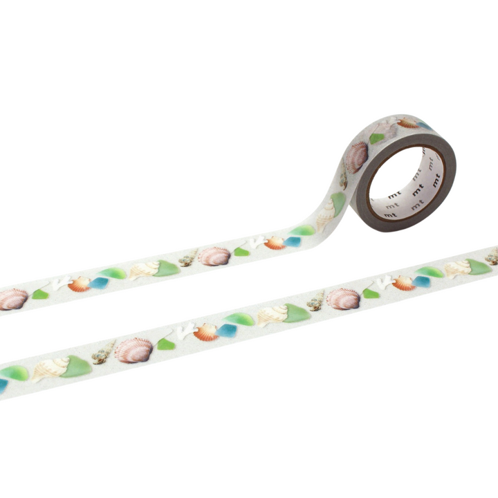 MT EX Washi Tape - Sea Glass and Shells — roll front