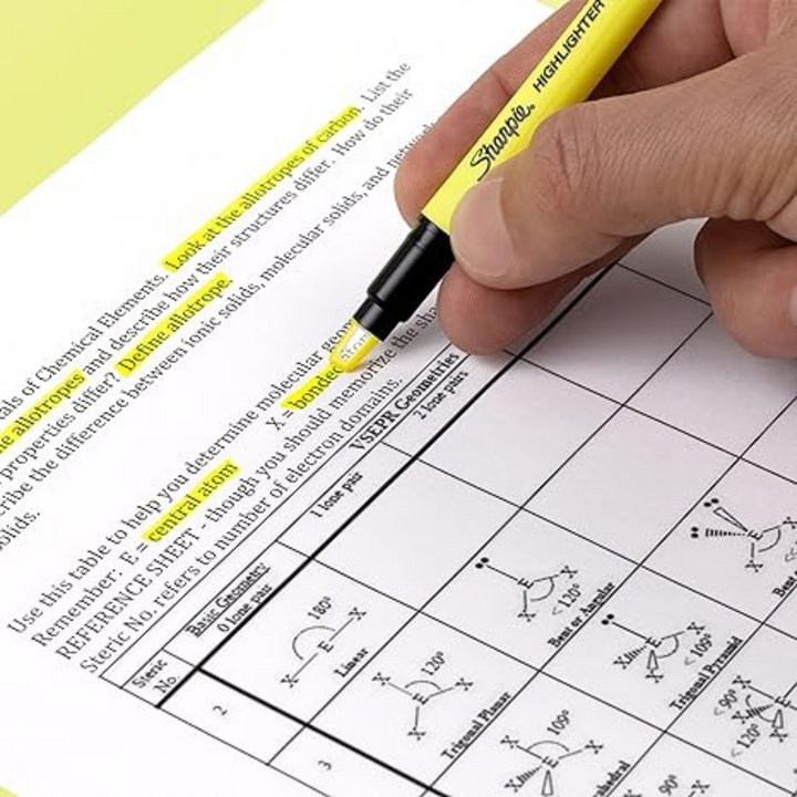 Sharpie Highlighter Clearview Stick Assorted 3CT - (Yellow, Pink, Green) — in use