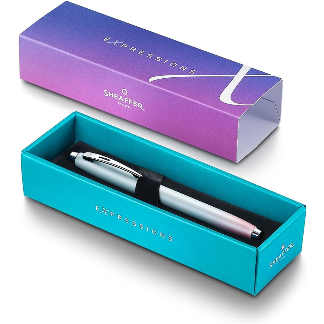 Sheaffer 100 9376 Expressions Blue and Pink Pearlised Gradient Rollerball Pen with Chrome-plated Trims (WW31 Expressions) …