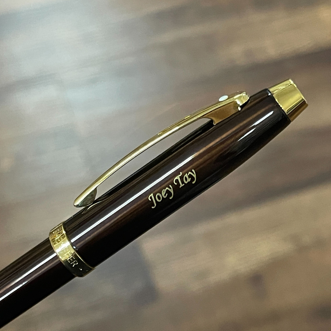 Sheaffer 100 E9370 Glossy Coffee Brown With PVD Gold-Tone Trim Rollerball Pen (WW30) — Sheaffer rollerball pen — fluid gel ink writing instrument, at Cityluxe Singapore