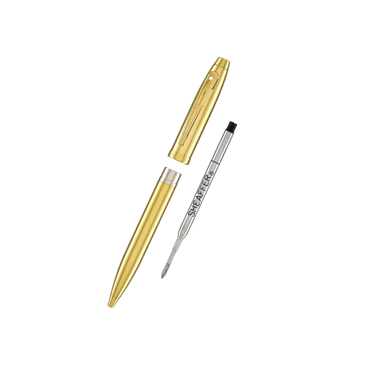 Sheaffer 100 E9372 PVD Gold With PVD Gold Trims Ballpoint Pen (WW30) — Sheaffer ballpoint pen — reliable smooth-writing everyday pen, at Cityluxe Singapore