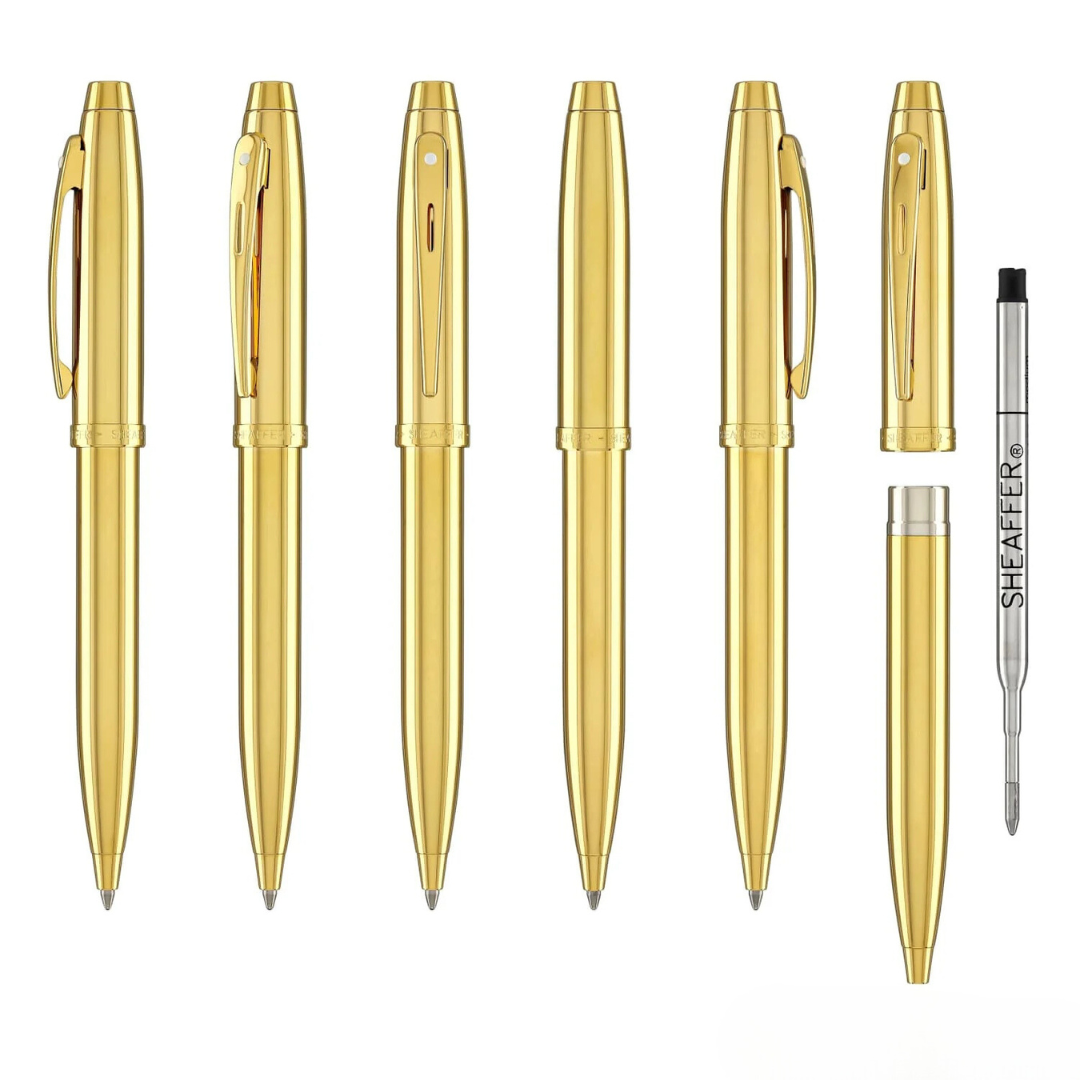 Sheaffer 100 E9372 PVD Gold With PVD Gold Trims Ballpoint Pen (WW30) — Sheaffer ballpoint pen — reliable smooth-writing everyday pen, at Cityluxe Singapore