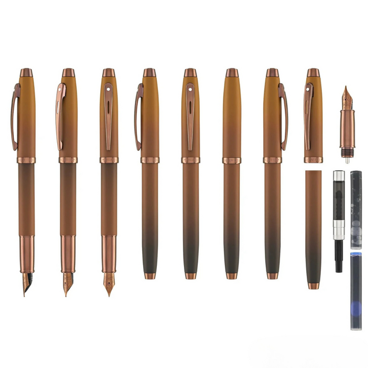Sheaffer 100 E9374 Coffee Edition With PVD Trims Fountain Pen (WW30 Coffee) — Sheaffer fountain pen — precision nib writing instrument, at Cityluxe Singapore stationery store