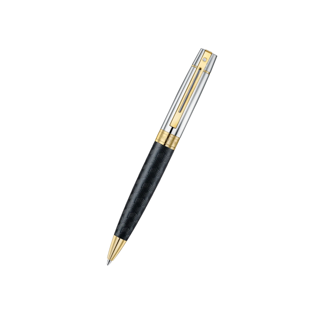 Sheaffer 300 E9347 Engraved Matt Black With Gold Trims Ballpoint Pen (WW30) — Sheaffer ballpoint pen — reliable smooth-writing everyday pen, at Cityluxe Singapore