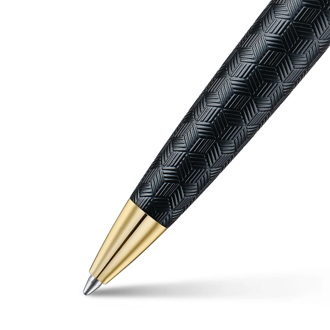 Sheaffer 300 E9347 Engraved Matt Black With Gold Trims Ballpoint Pen (WW30) — Sheaffer ballpoint pen — reliable smooth-writing everyday pen, at Cityluxe Singapore