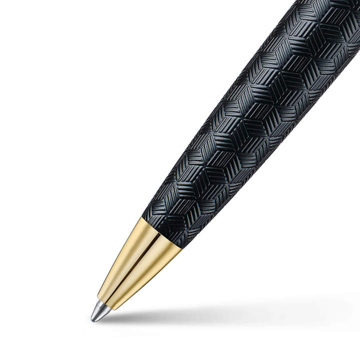 Sheaffer 300 E9347 Engraved Matt Black With Gold Trims Ballpoint Pen (WW30) — Sheaffer ballpoint pen — reliable smooth-writing everyday pen, at Cityluxe Singapore