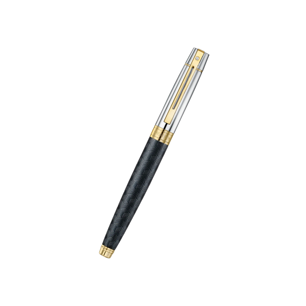 Sheaffer 300 E9347 Engraved Matt Black With Gold Trims Fountain Pen (WW30) — Sheaffer fountain pen — precision nib writing instrument, at Cityluxe Singapore stationery store