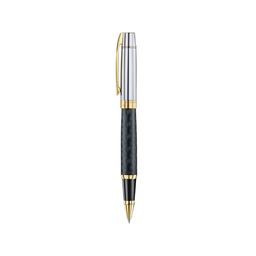 Sheaffer 300 E9347 Engraved Matt Black With Gold Trims Rollerball Pen (WW30) — Sheaffer rollerball pen — fluid gel ink writing instrument, at Cityluxe Singapore