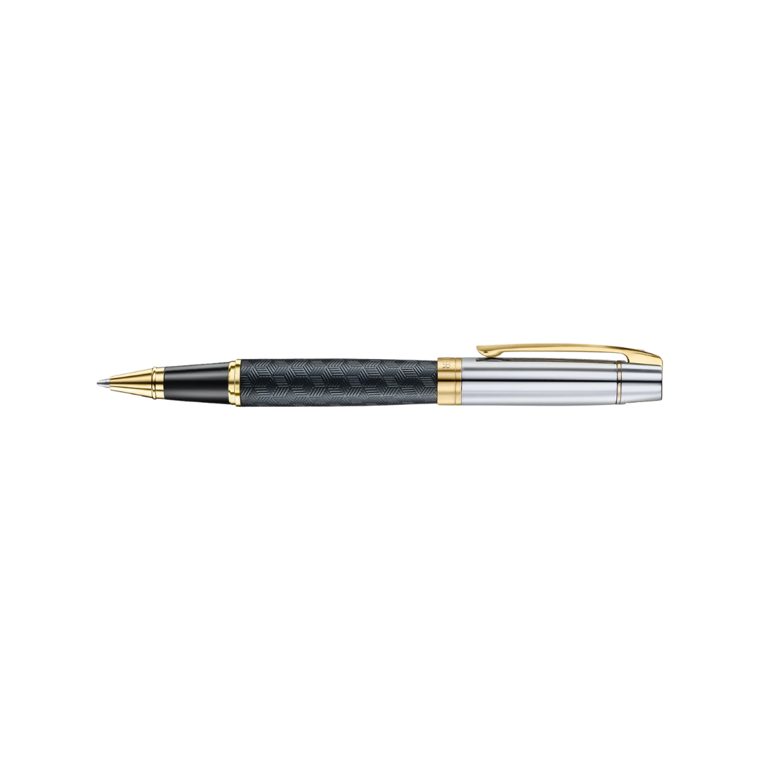 Sheaffer 300 E9347 Engraved Matt Black With Gold Trims Rollerball Pen (WW30) — Sheaffer rollerball pen — fluid gel ink writing instrument, at Cityluxe Singapore
