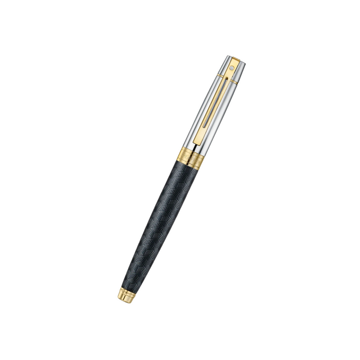 Sheaffer 300 E9347 Engraved Matt Black With Gold Trims Rollerball Pen (WW30) — Sheaffer rollerball pen — fluid gel ink writing instrument, at Cityluxe Singapore