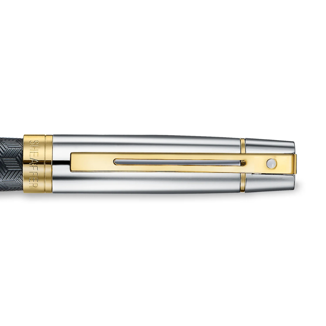 Sheaffer 300 E9347 Engraved Matt Black With Gold Trims Rollerball Pen (WW30) — Sheaffer rollerball pen — fluid gel ink writing instrument, at Cityluxe Singapore