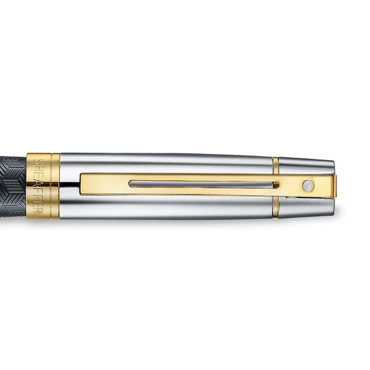 Sheaffer 300 E9347 Engraved Matt Black With Gold Trims Rollerball Pen (WW30) — Sheaffer rollerball pen — fluid gel ink writing instrument, at Cityluxe Singapore