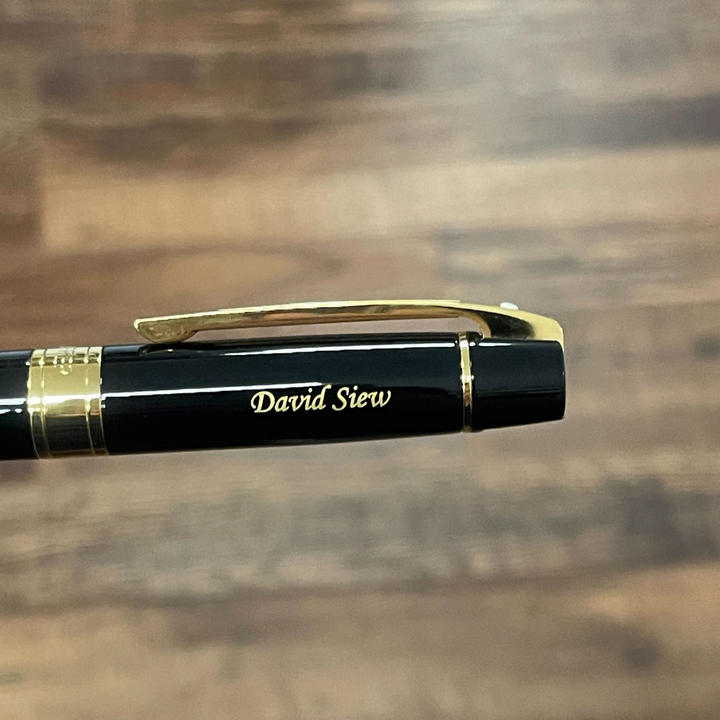 Sheaffer 300 E9325 Glossy Black with Gold Trims Rollerball Pen (WW30) — Sheaffer rollerball pen — fluid gel ink writing instrument, at Cityluxe Singapore