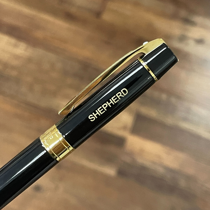 Sheaffer 300 E9325 Glossy Black with Gold Trims Rollerball Pen (WW30) — Sheaffer rollerball pen — fluid gel ink writing instrument, at Cityluxe Singapore