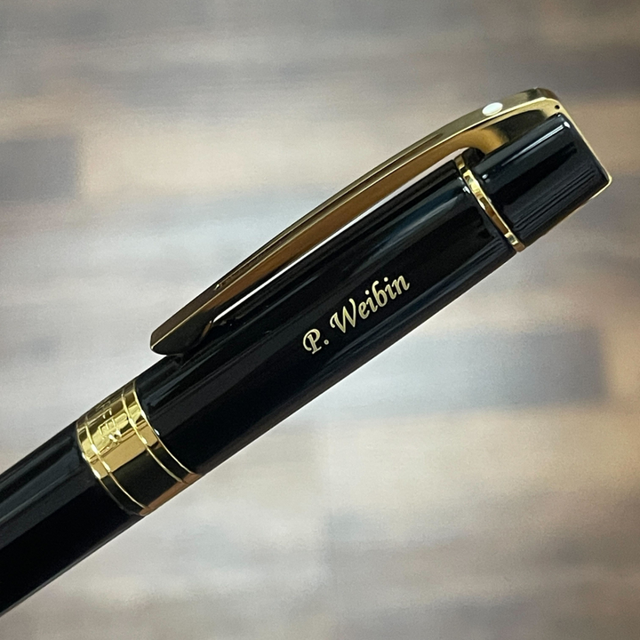 Sheaffer 300 E9325 Glossy Black with Gold Trims Rollerball Pen (WW30) — Sheaffer rollerball pen — fluid gel ink writing instrument, at Cityluxe Singapore