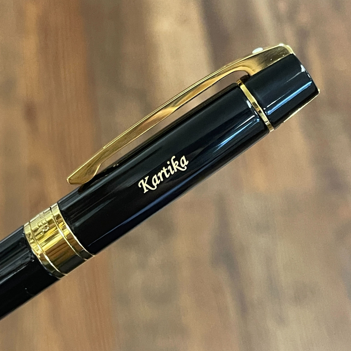 Sheaffer 300 E9325 Glossy Black with Gold Trims Rollerball Pen (WW30) — Sheaffer rollerball pen — fluid gel ink writing instrument, at Cityluxe Singapore
