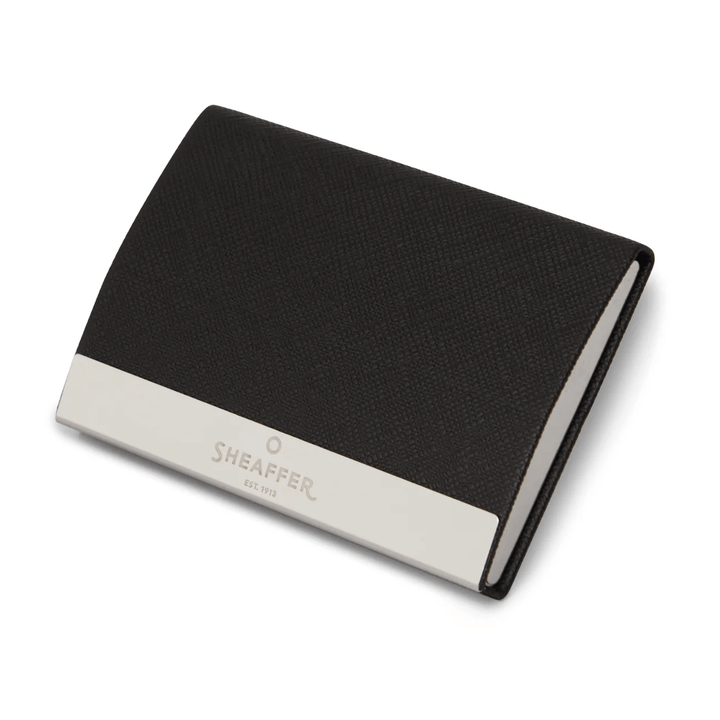 Sheaffer Gift Set ft. Glossy Black 100 Ballpoint Pen with Chrome Trims and Business Card Holder — tip detail