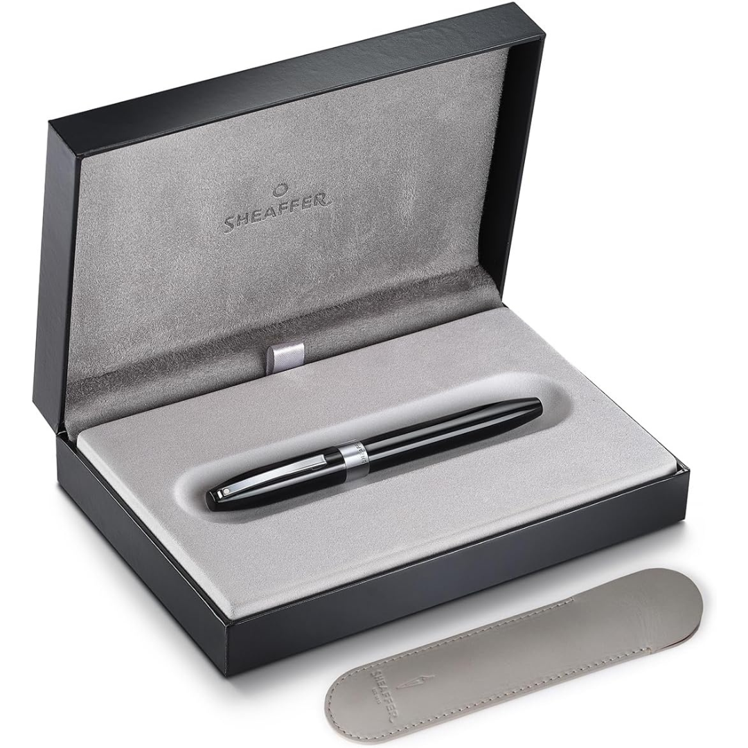 Sheaffer Legacy 9064 Glossy Black Rollerball Pen with Chrome-Plated Trims — barrel detail