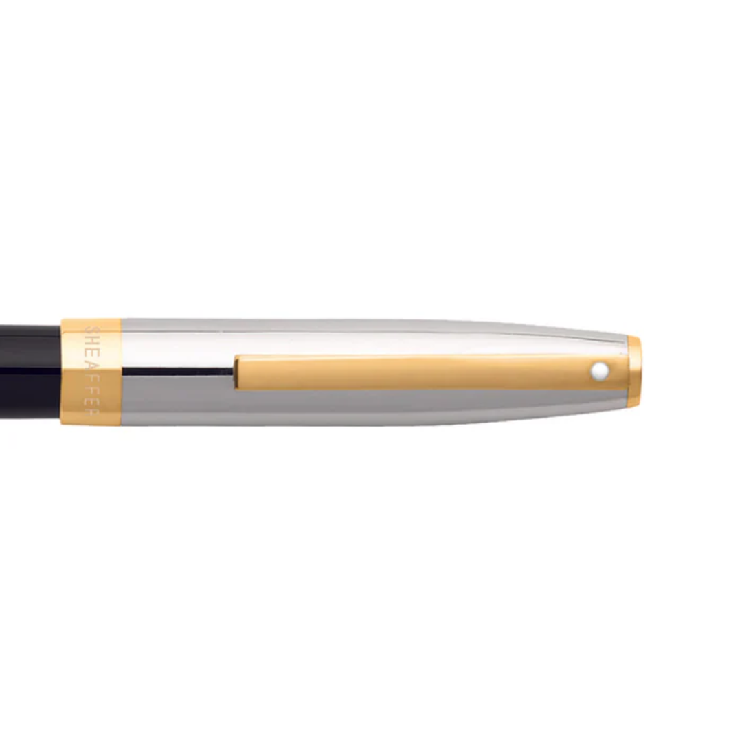 Sheaffer SAGARIS E9475 Gloss Black Barrel and Chrome Cap With Gold Tone Trim Fountain Pen (WW30) — Sheaffer fountain pen — precision nib writing instrument, at Cityluxe Singapore stationery store